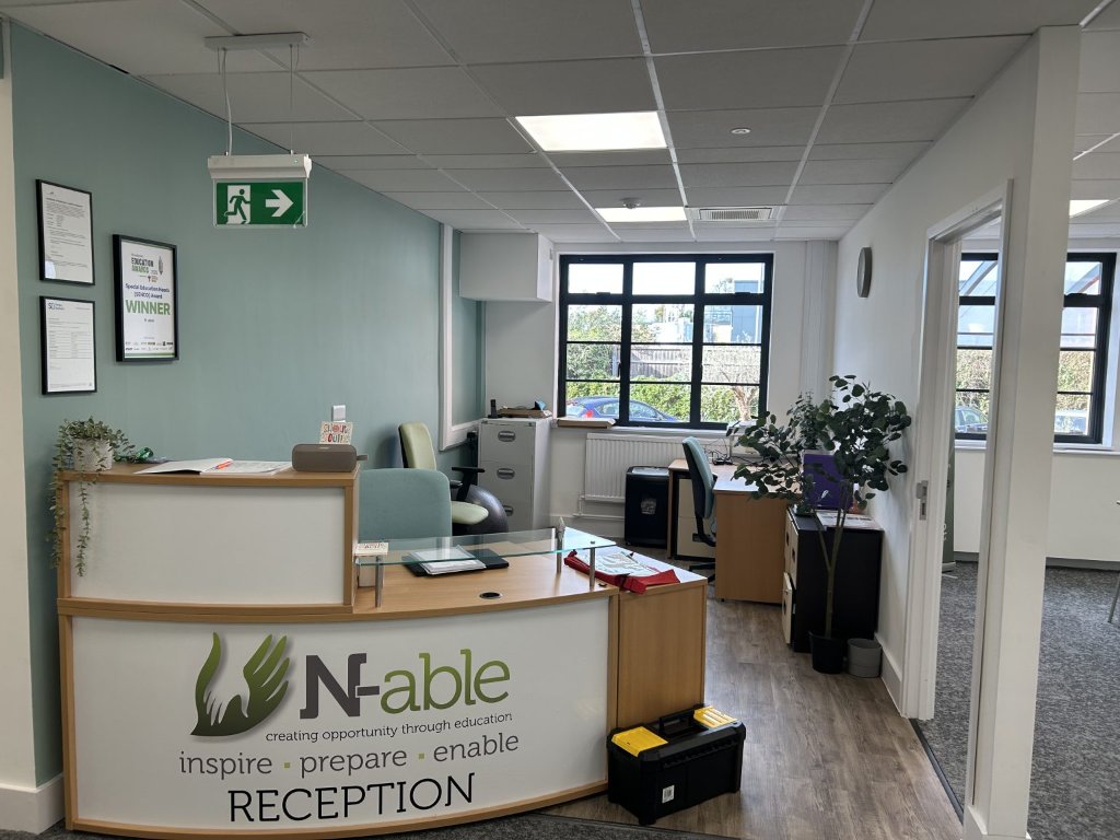 Reception desk and lobby area