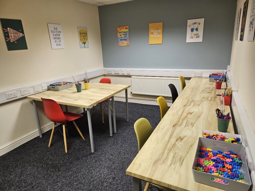 Learning area with colourful seating