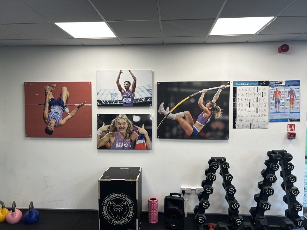 Gym wall with sports photography