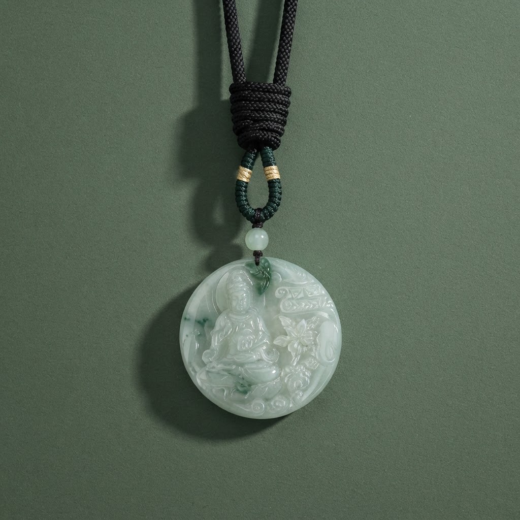 Guanyin Jade Pendant — Sage