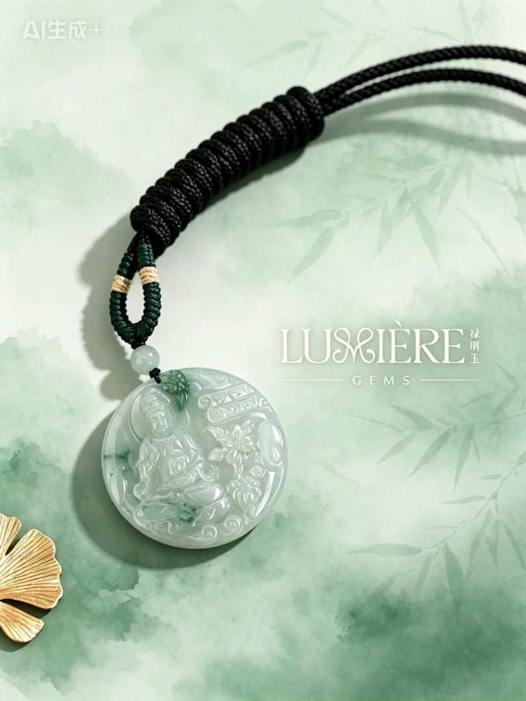 Buddha Jade Pendant — Sage