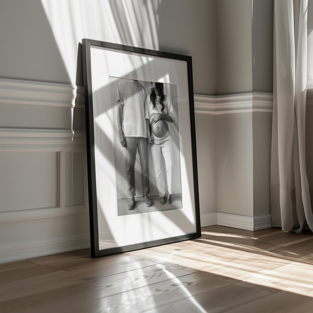 Maternity portraits displayed as luxury prints
