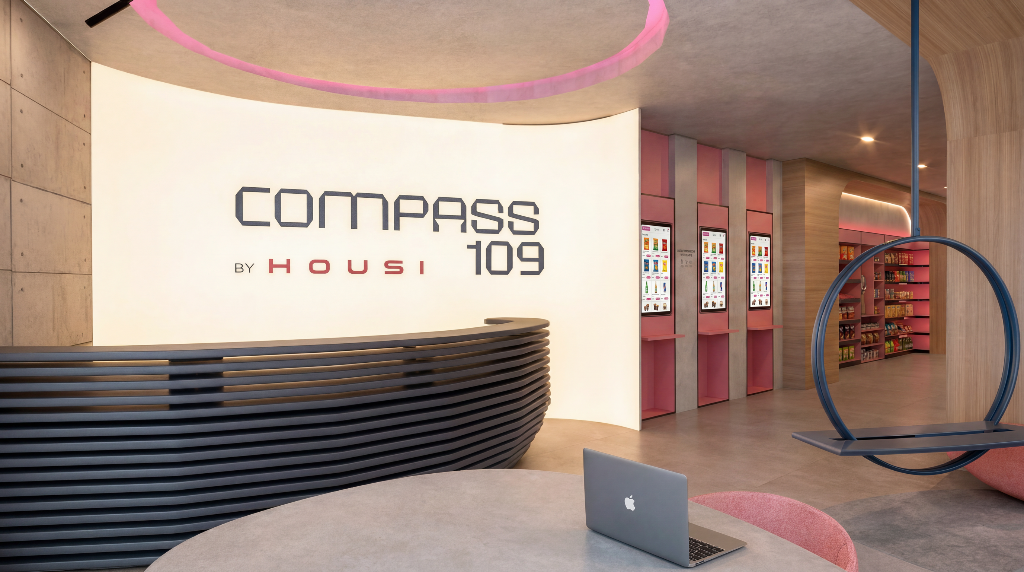 Hall social do Compass 109 by Housi com recepção moderna e design exclusivo