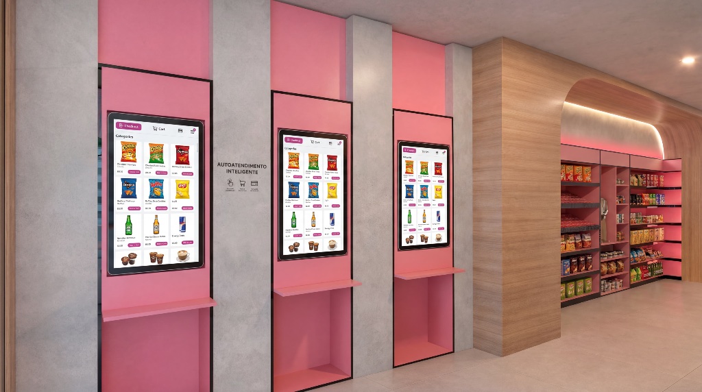 Market digital do Compass 109 com totens interativos de self-service