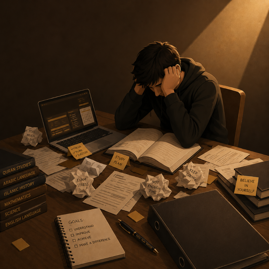 Schüler mit Schulstress