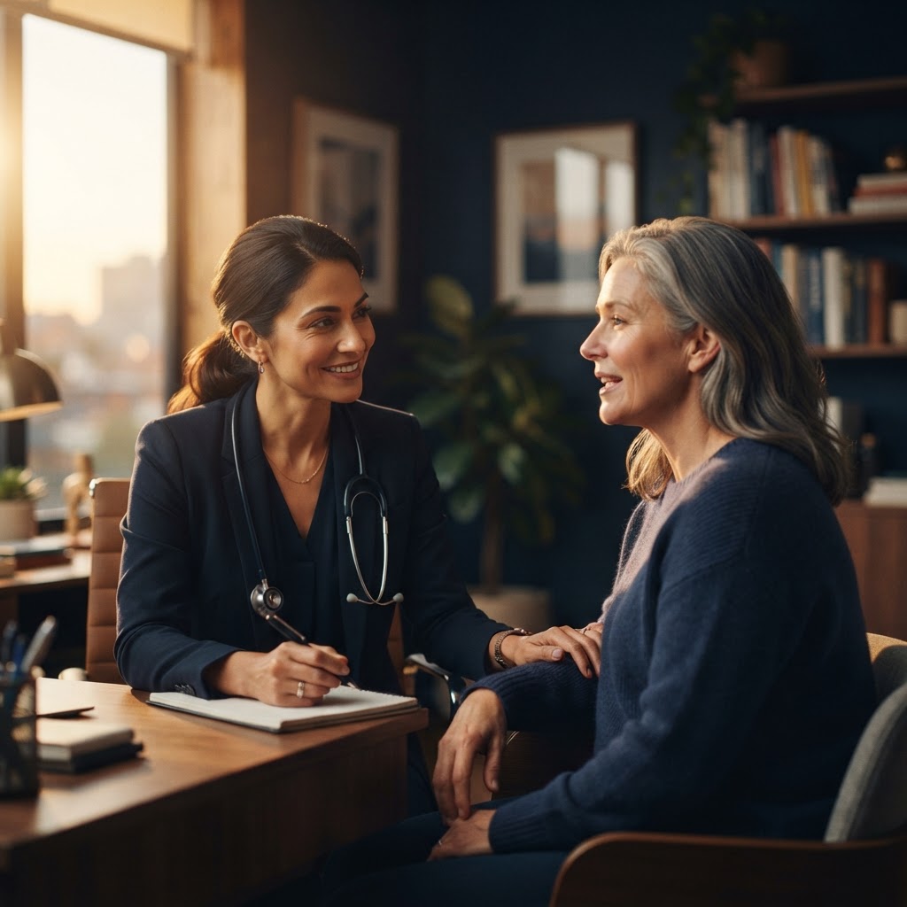 Doctor listening to a patient