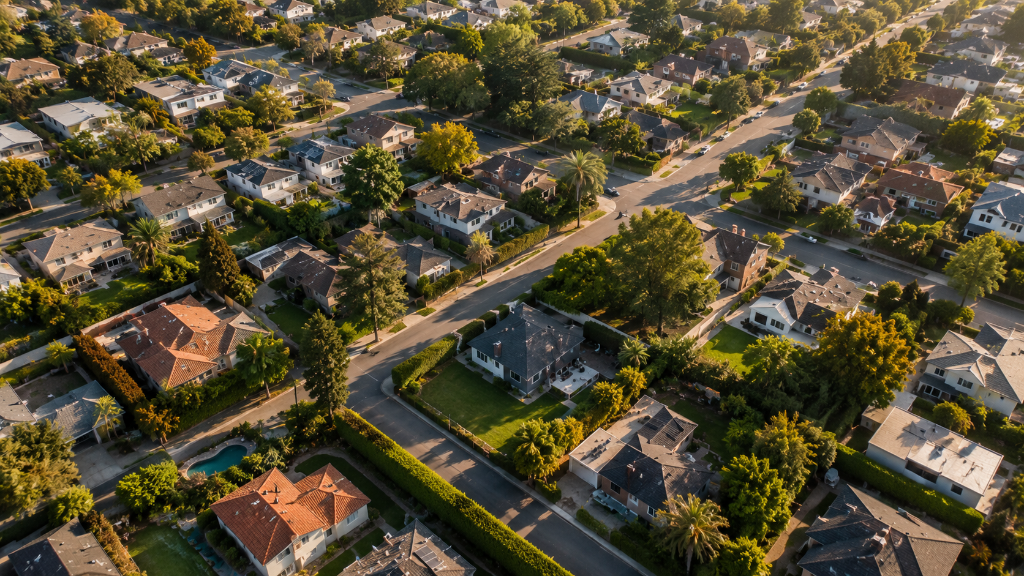 Aerial neighborhood view