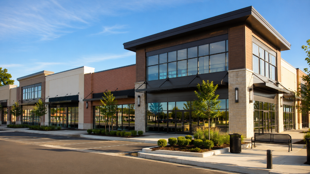 Commercial strip mall exterior