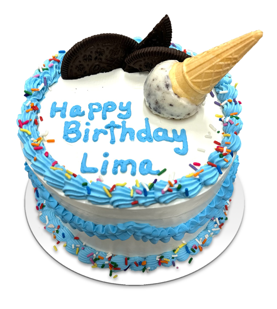 White Cake with Blue Icing