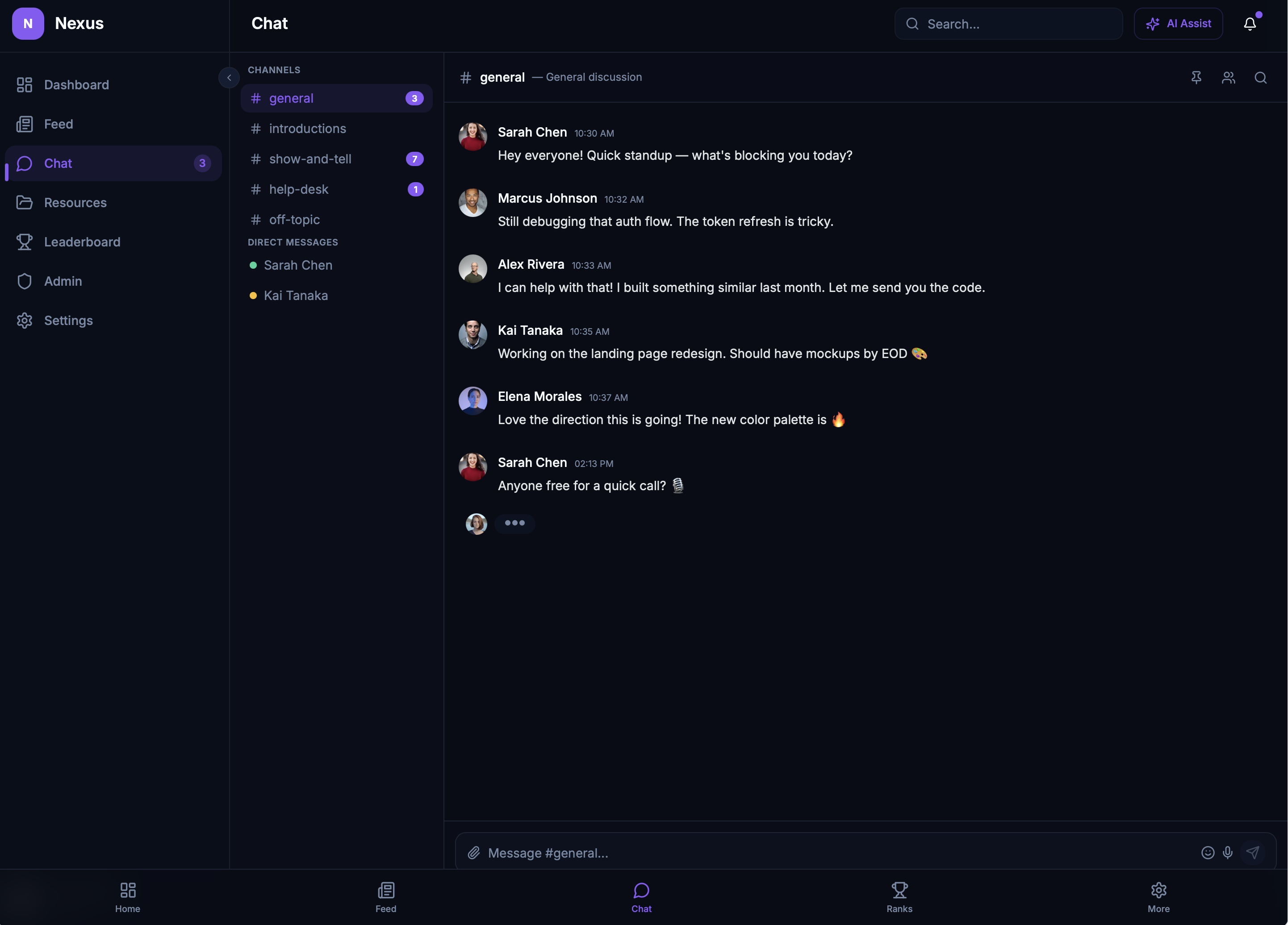 Interactive Chat template preview