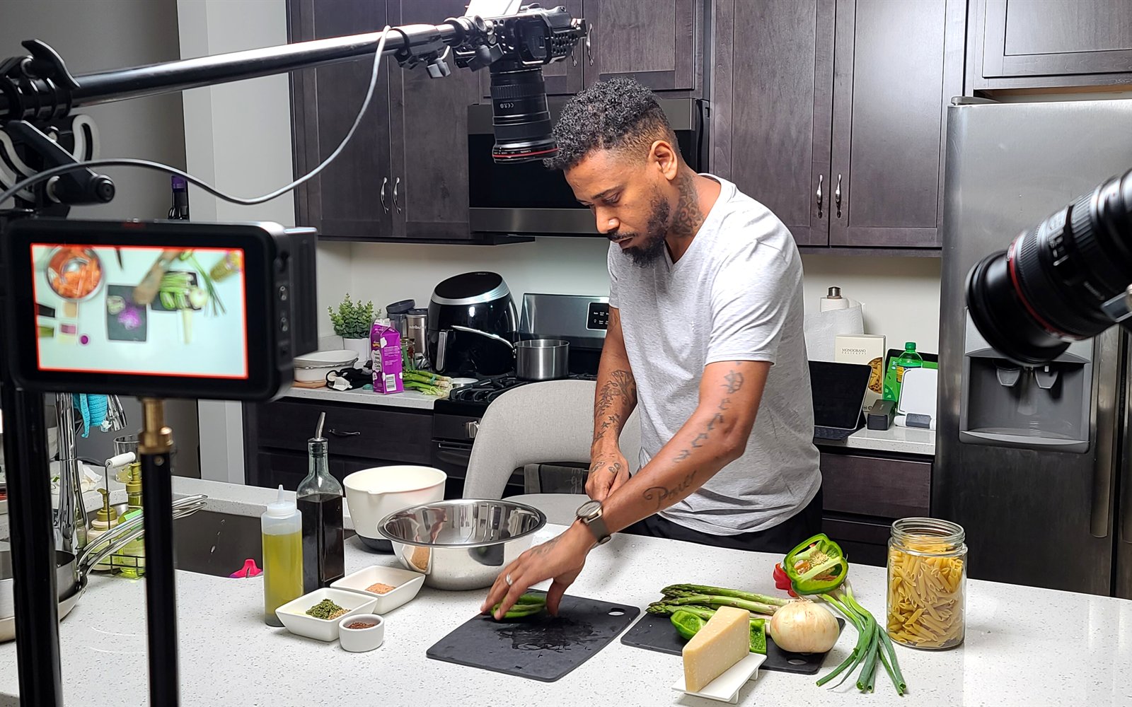 Talking-head video production on a cooking show set — Bmore Pro Productions