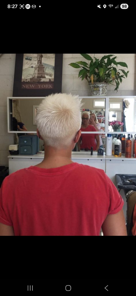 Platinum blonde short crop back view