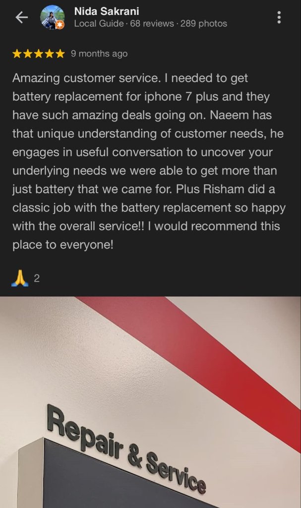 Nida Sakrani Google Review