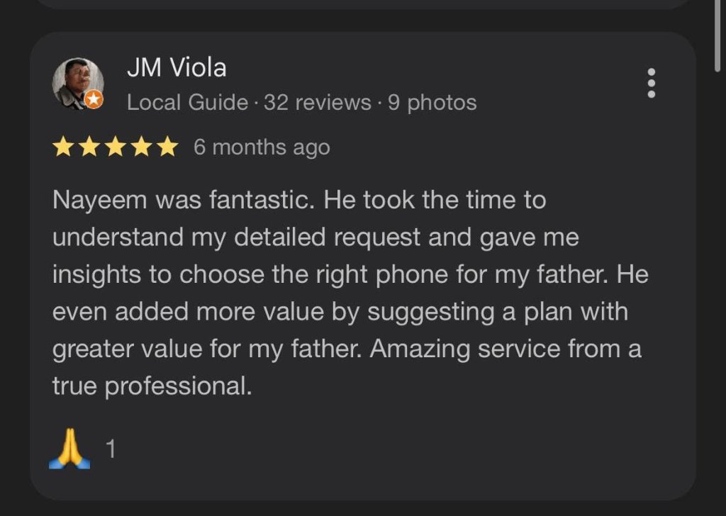 JM Viola Google Review