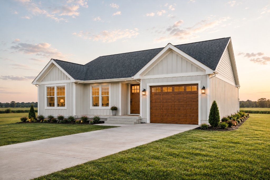 NOTIS Construction home being built at golden hour