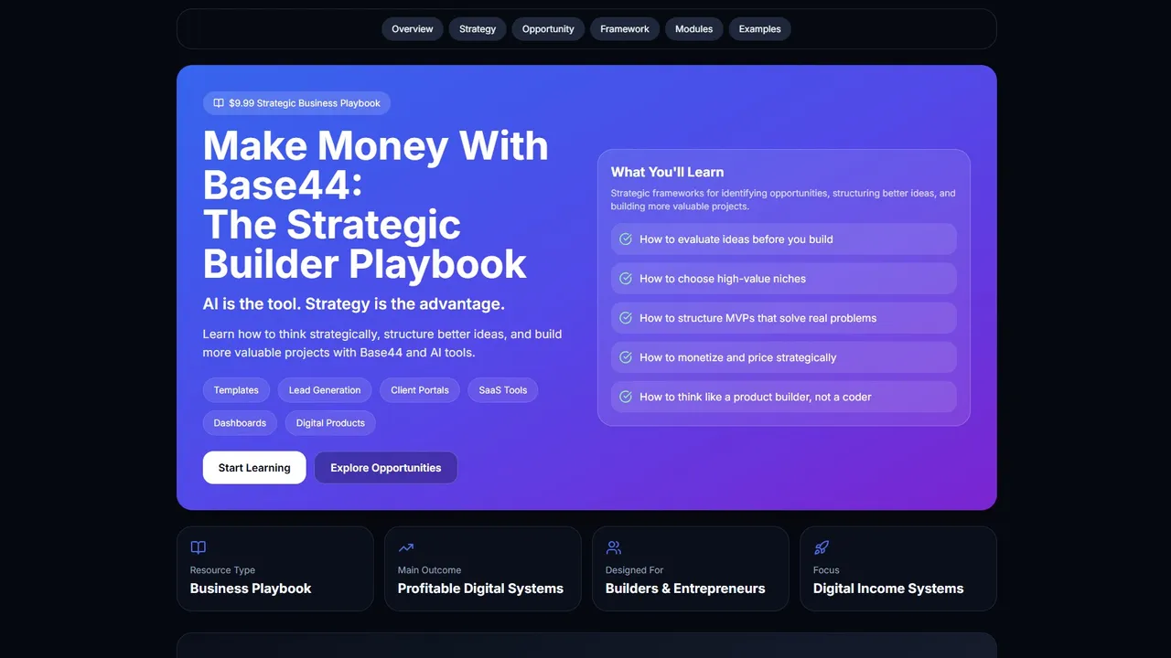 Make Money With Base44 template preview