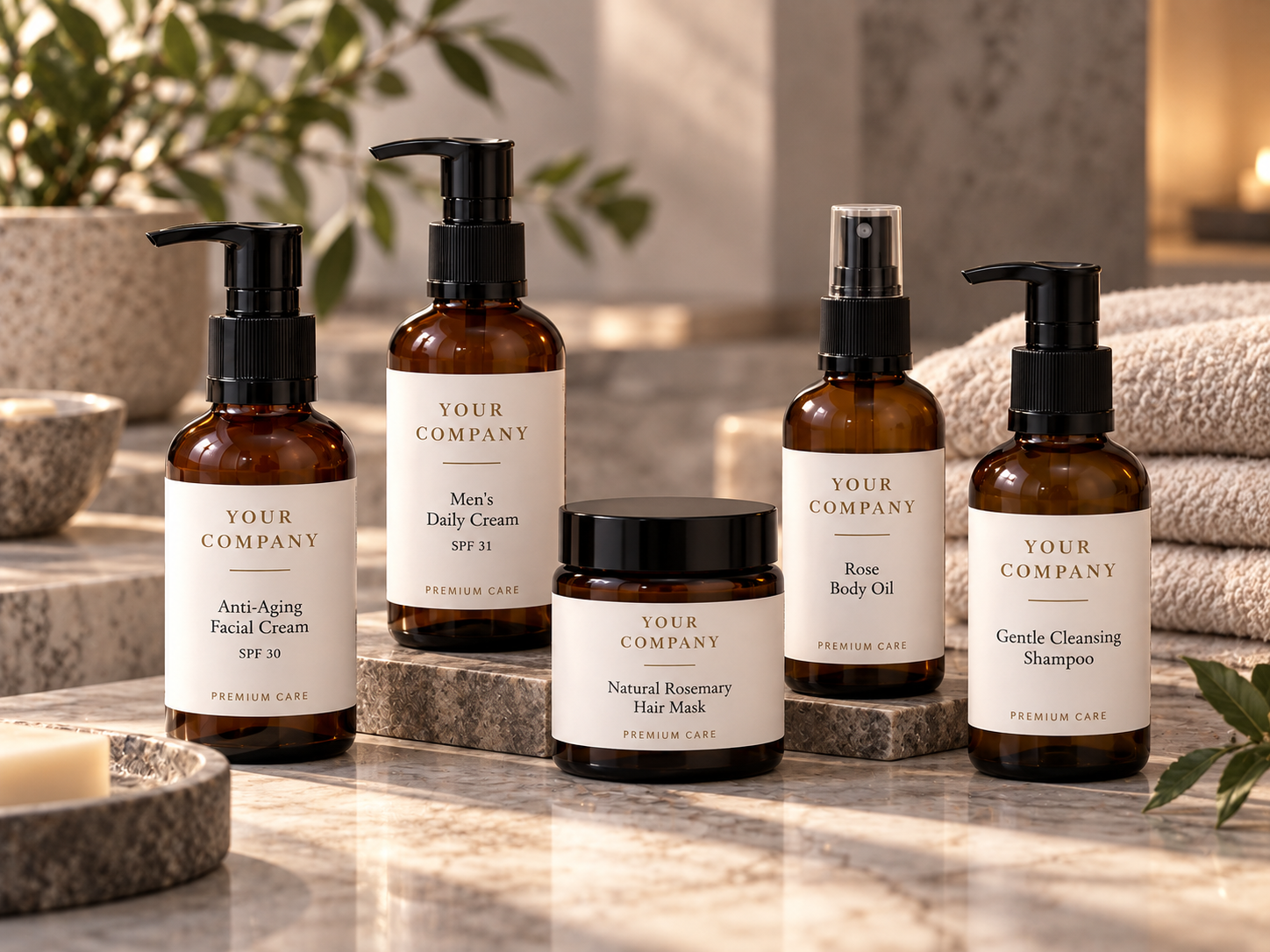 Selection of premium cosmetic products for a gift set