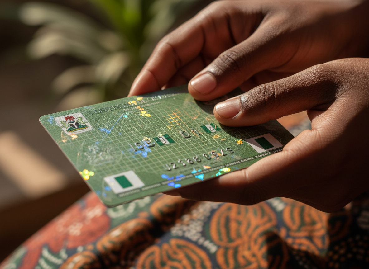 Hands holding a biometric PVC voter card