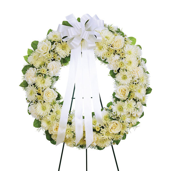 Large Open Round Standing Spray - All White