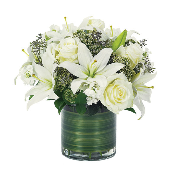 Lovely Lily & Roses Bouquet - All White