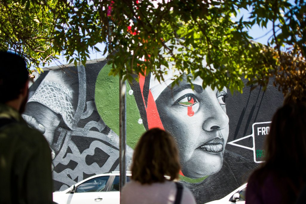 Colourful mural at the end of the Woodstock street art walk