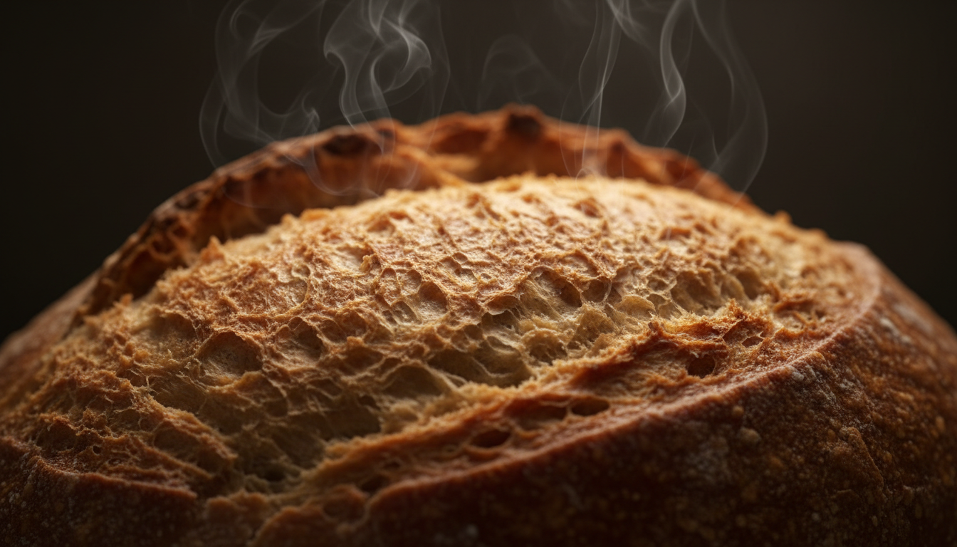 Pão francês artesanal com crosta dourada perfeita