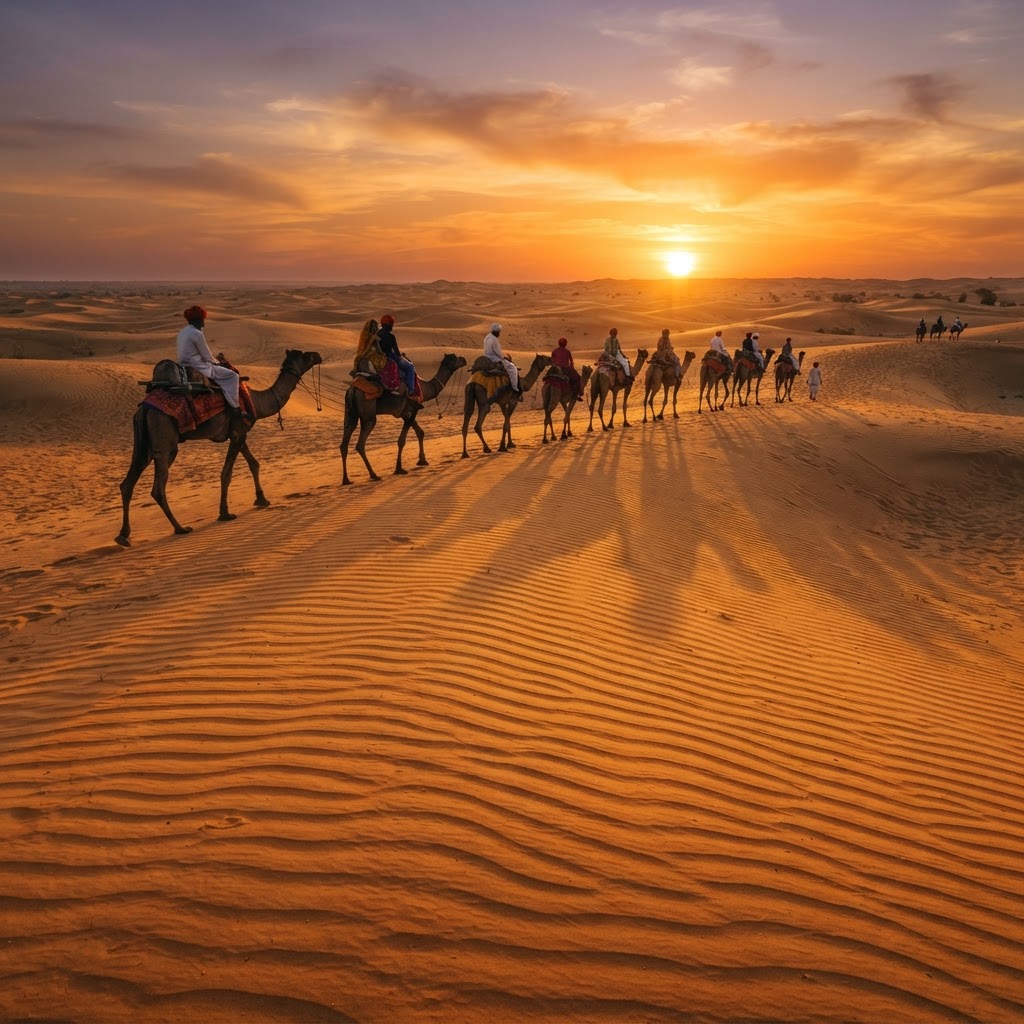 Camel safari in the Thar Desert near Jaisalmer