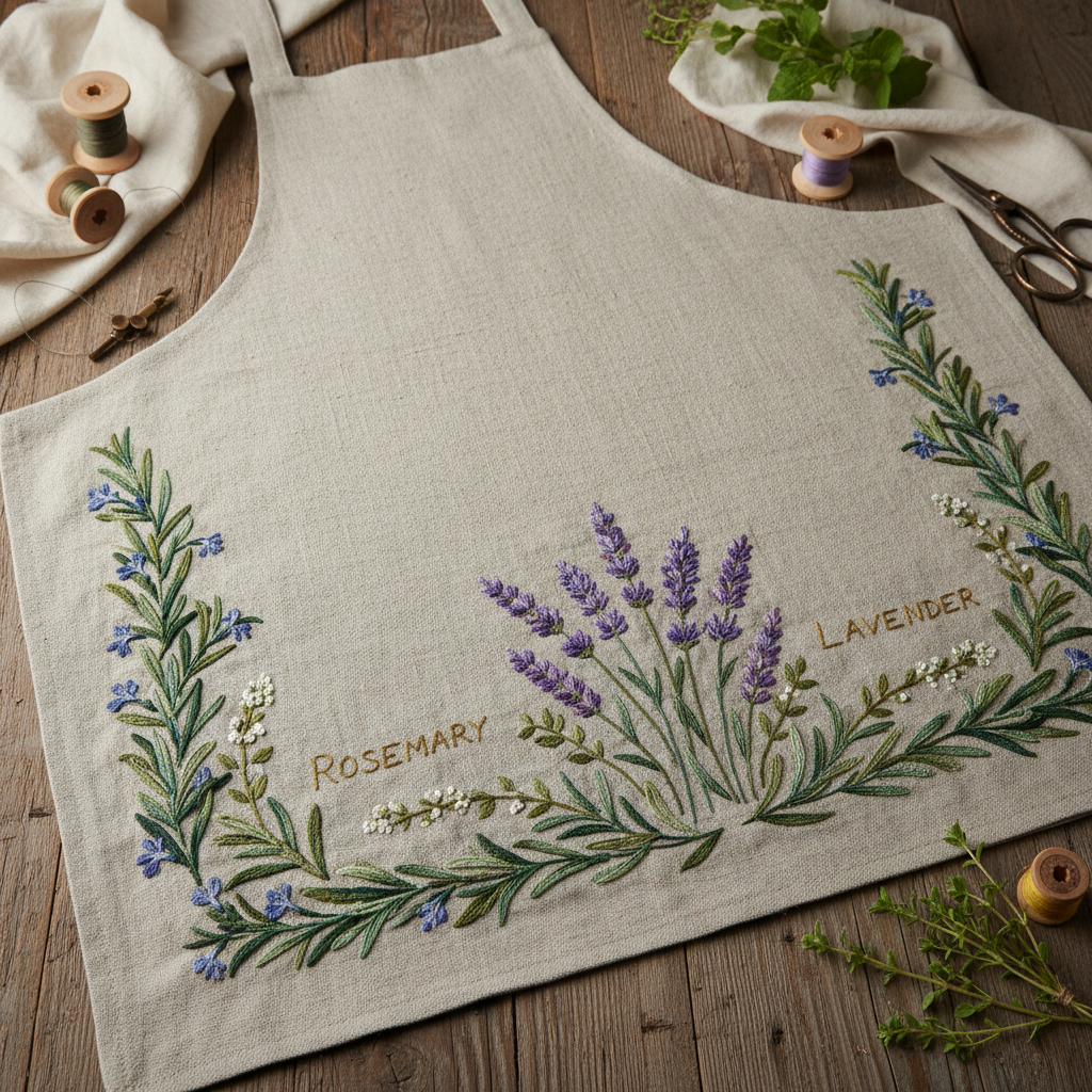 Embroidered Linen Apron