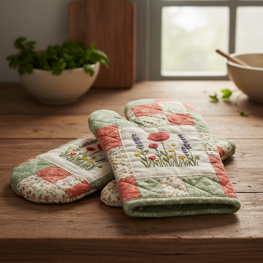 Quilted Oven Gloves Set