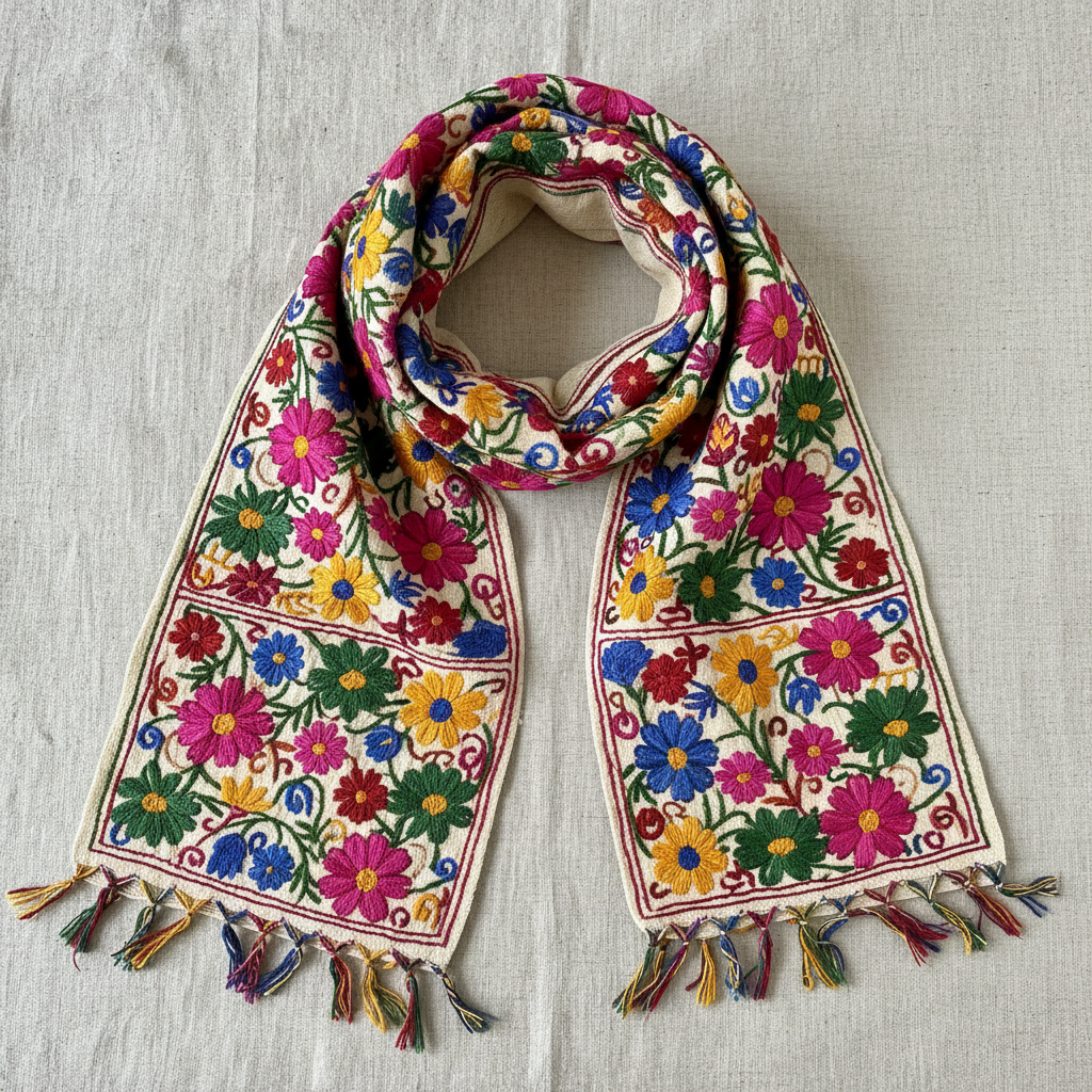 Winter Woodland Embroidered Muffler
