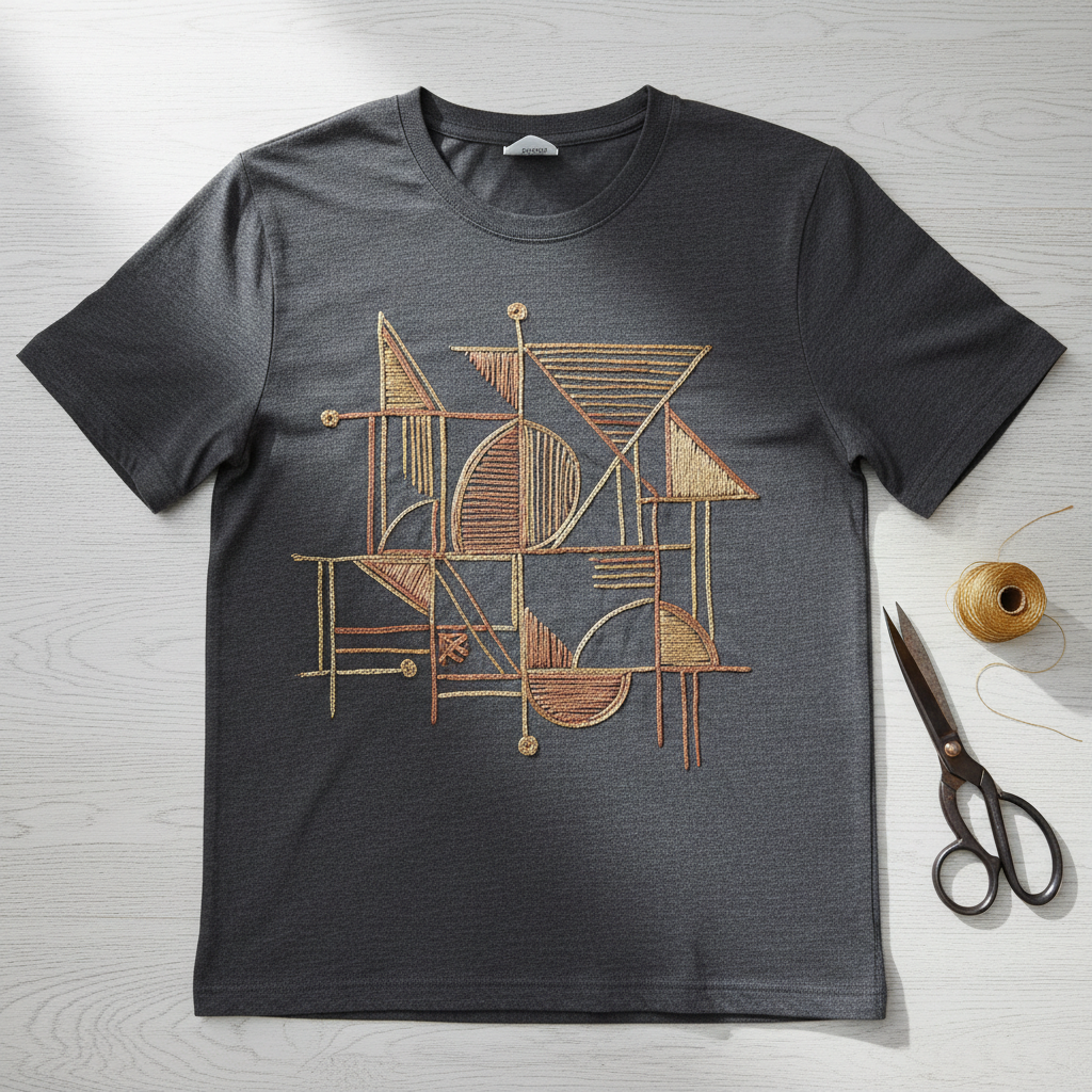 Abstract Geo Embroidered T-Shirt