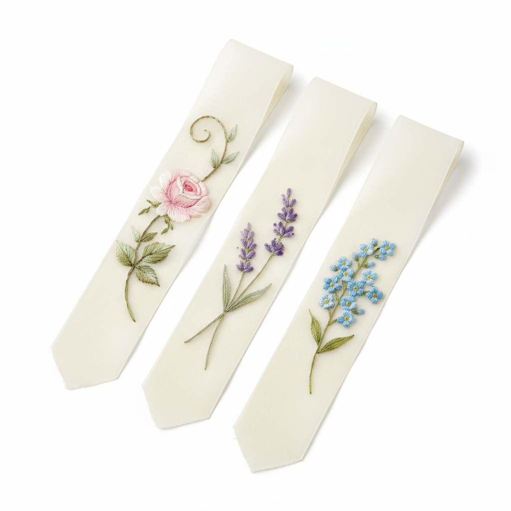 Embroidered Silk Bookmark Set