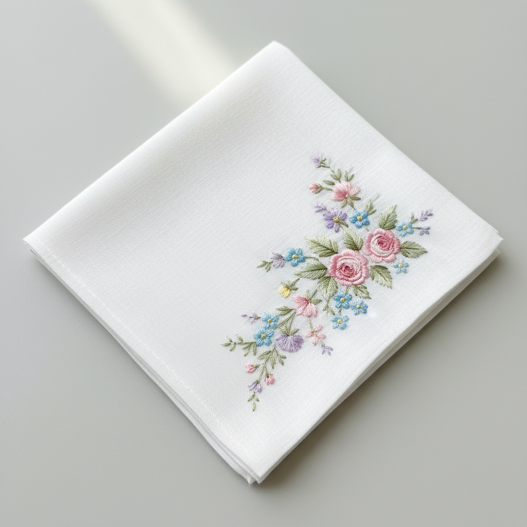 Hand-Embroidered Cotton Handkerchief Set