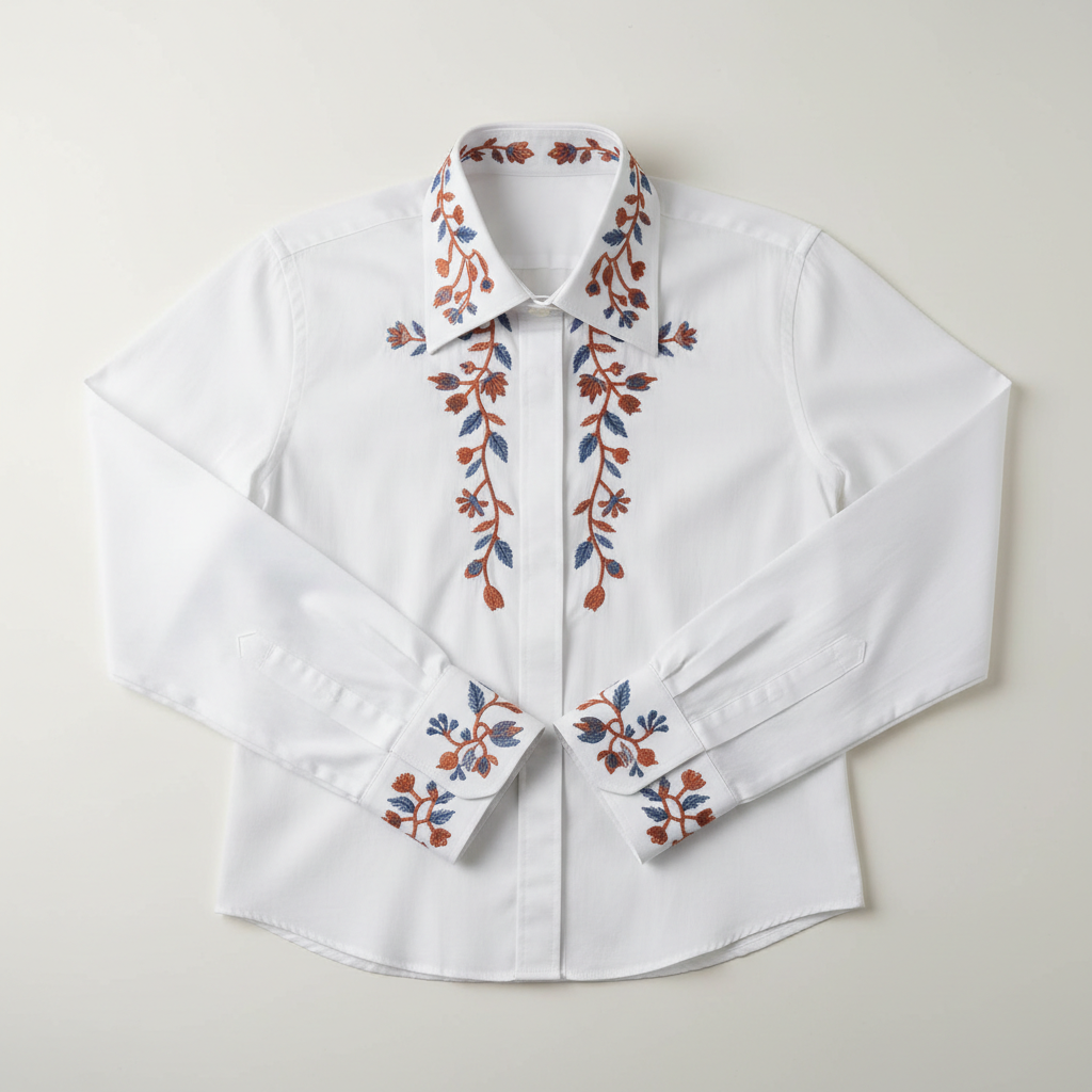 Botanical Embroidered Dress Shirt