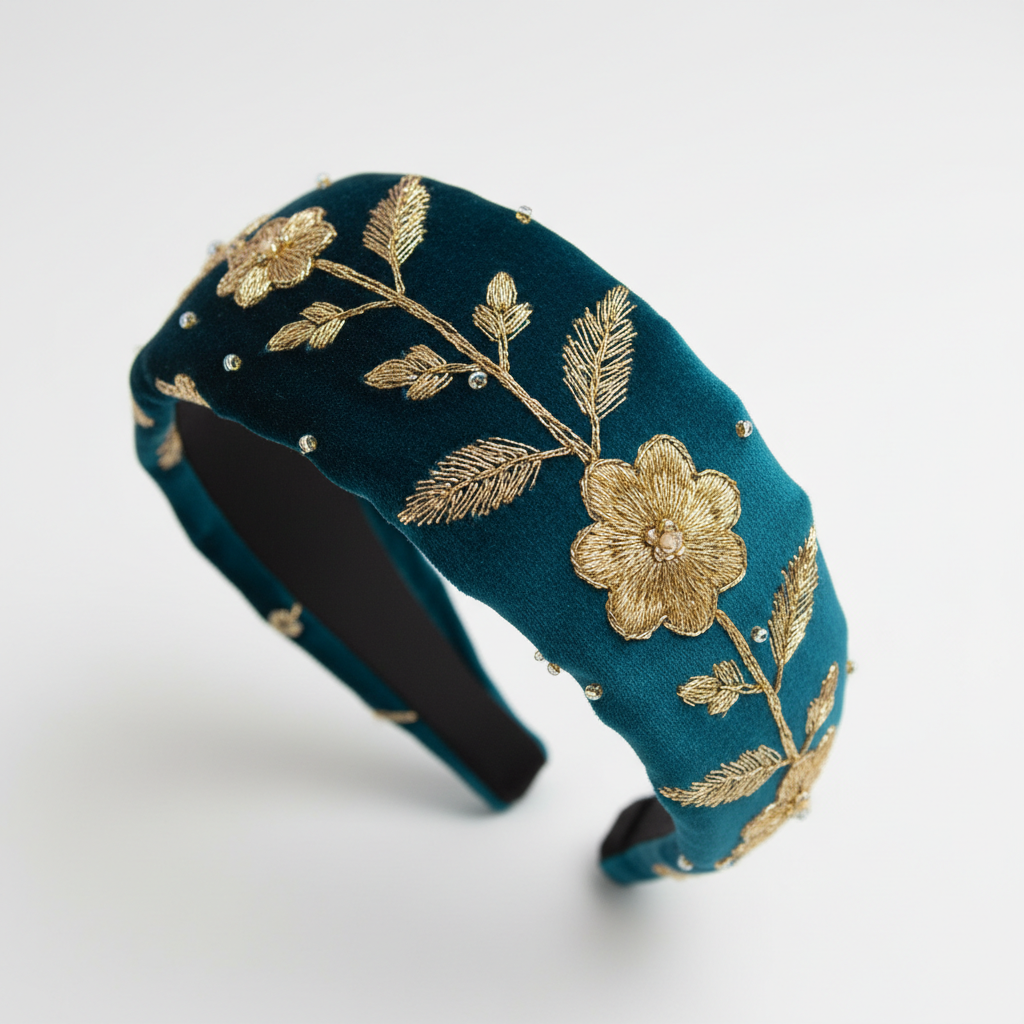Embroidered Velvet Headband
