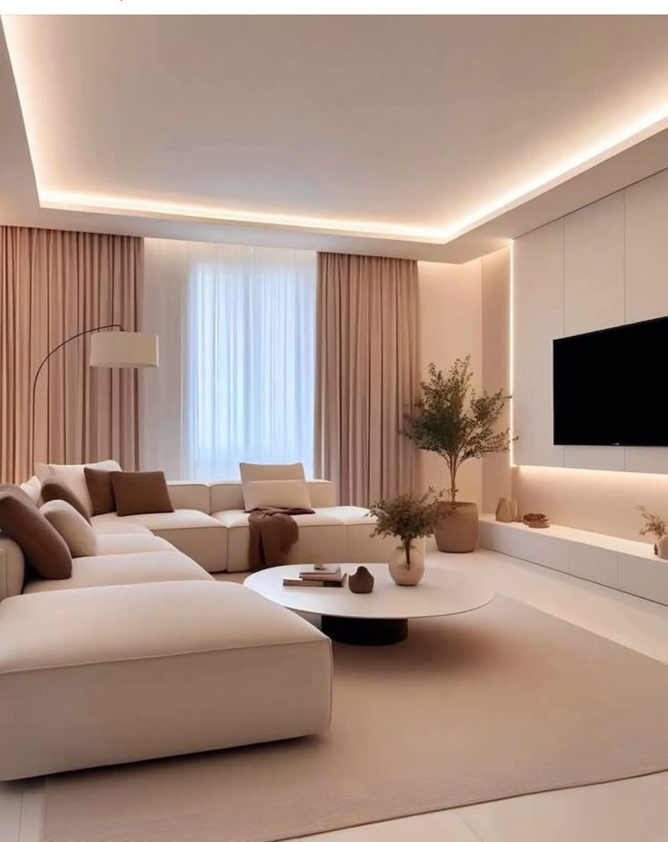 Salon Minimaliste Beige Lumière