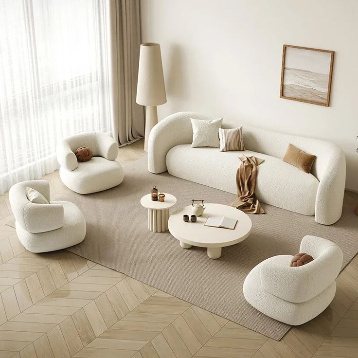 Salon Arc Bouclé Blanc Designer