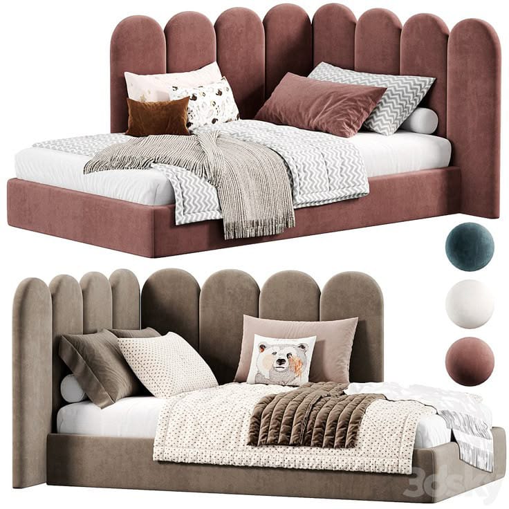 Lit Enfant Couronne Velours Mauve
