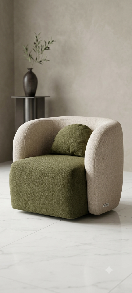 Fauteuil Barrel Olive Vert