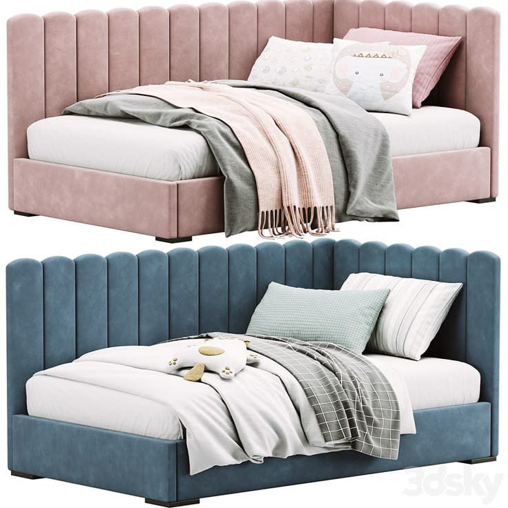 Lit Enfant Scallop Velours Rose