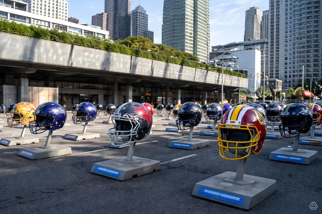 NFL Helmet Display Installation