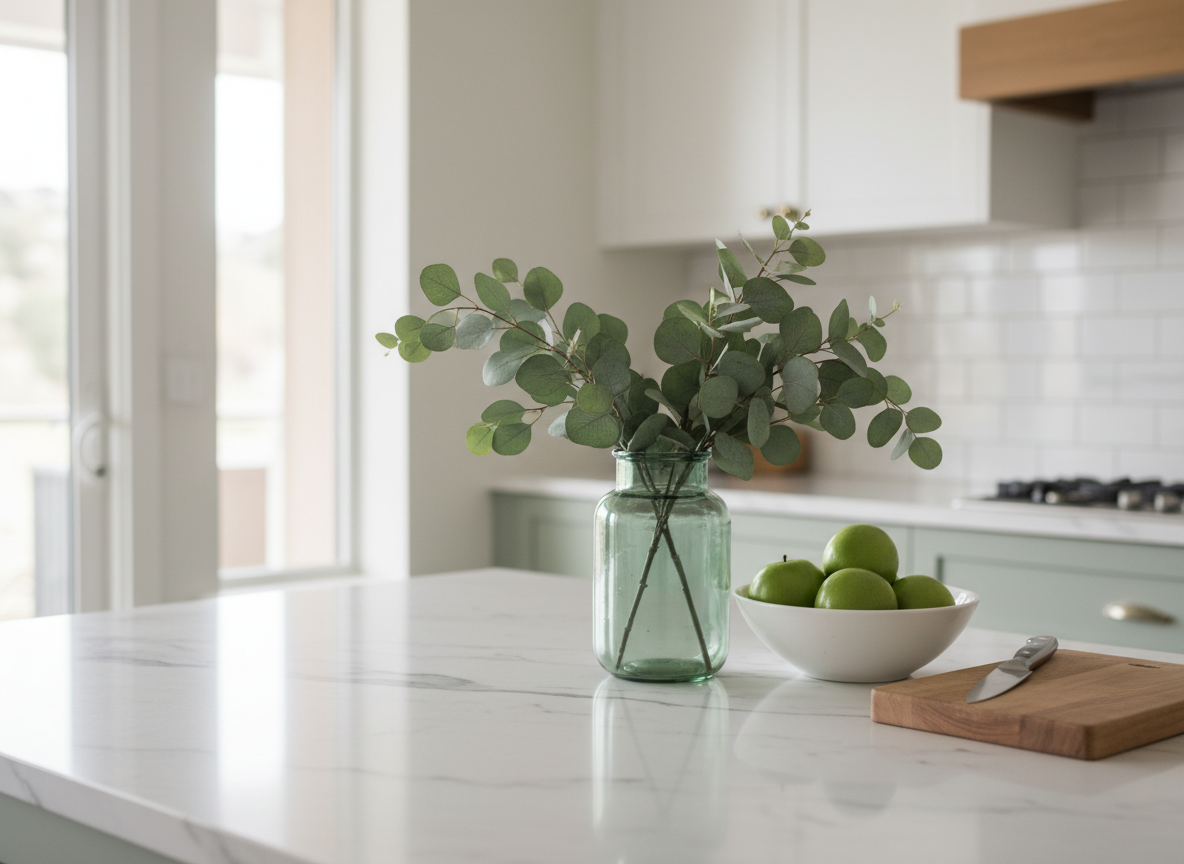 Spotless clean kitchen countertop