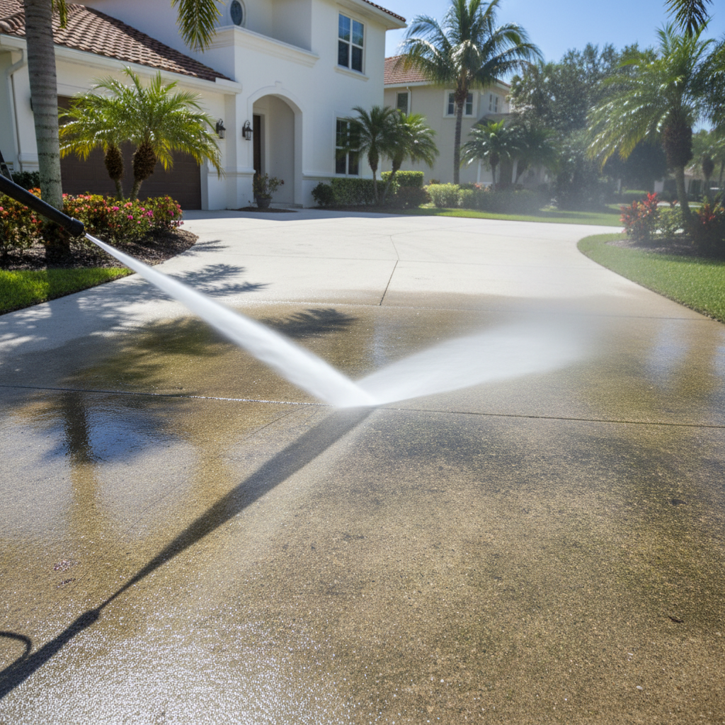Driveway pressure washing results