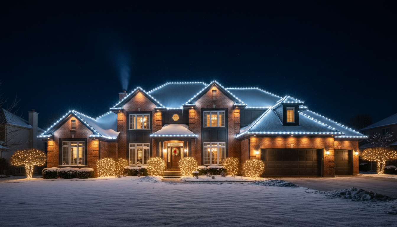 Professional Christmas lights on a home