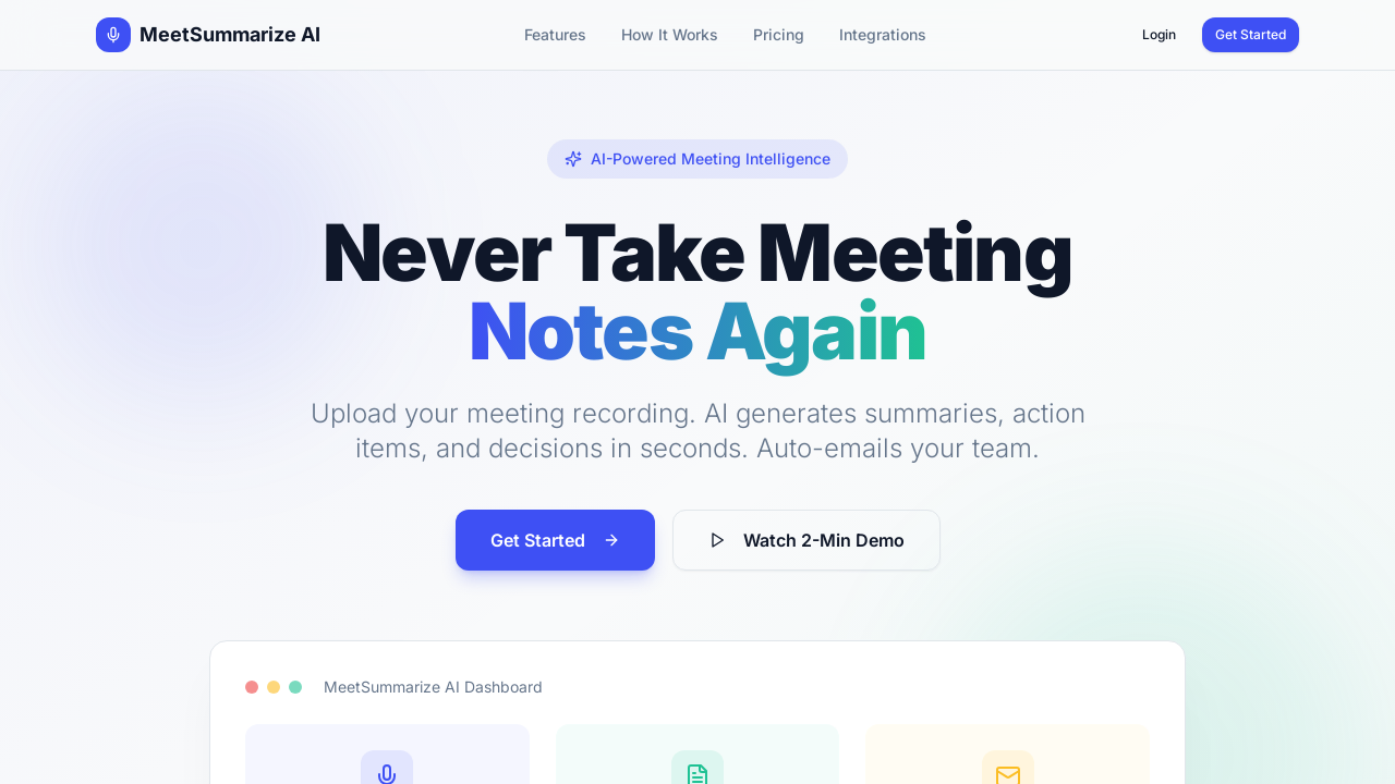 MeetSummarize AI template preview