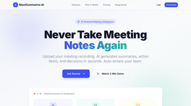 MeetSummarize AI template preview