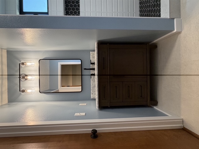 Bathroom Remodel - Blue Wall Vanity Full