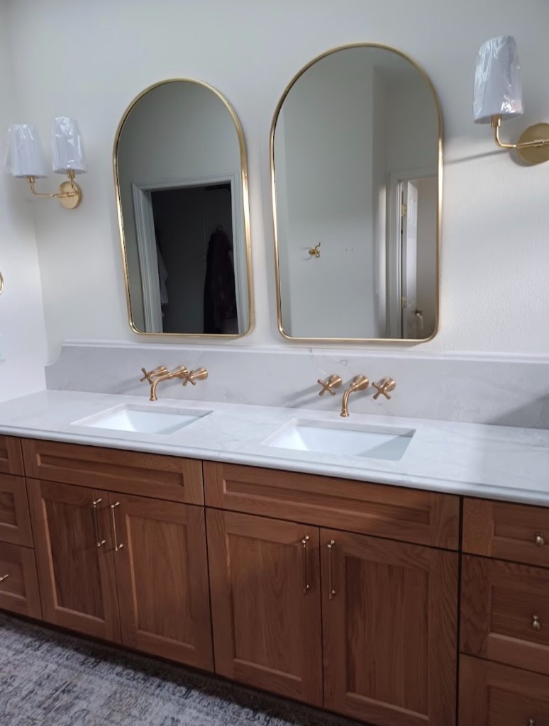 Bathroom Remodel - Gold Faucet Double Vanity