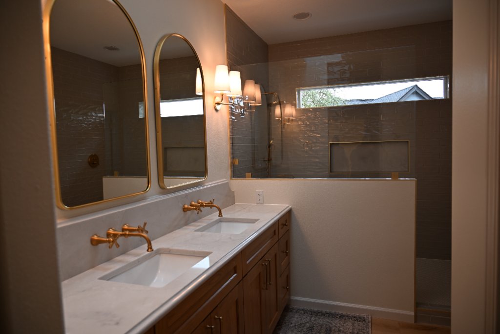 Bathroom Remodel - Gold Shower Niche Detail