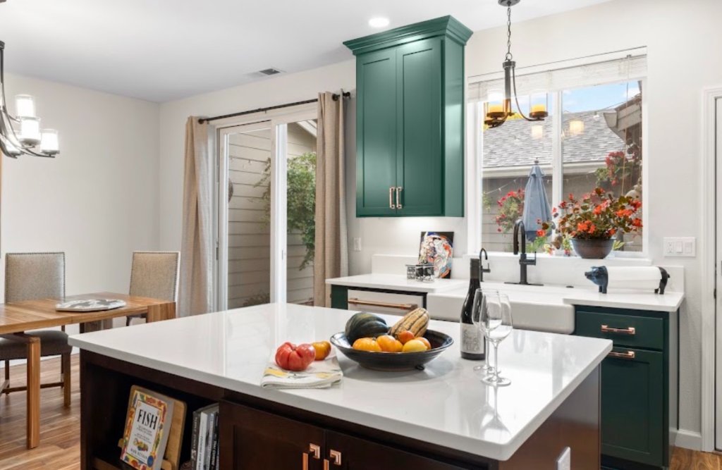 Kitchen Remodel - Green Cabinets Side View
